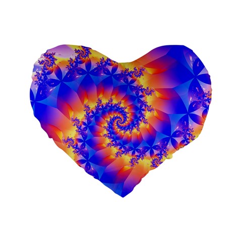 Colorful Psychedelic Spiral Fractal Standard 16  Premium Flano Heart Shape Cushion  from ArtsNow.com Front