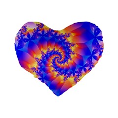 Colorful Psychedelic Spiral Fractal Standard 16  Premium Flano Heart Shape Cushion  from ArtsNow.com Back