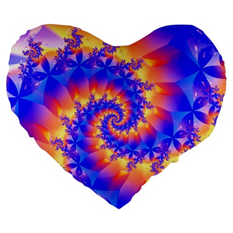 Colorful Psychedelic Spiral Fractal Large 19  Premium Flano Heart Shape Cushion from ArtsNow.com Front