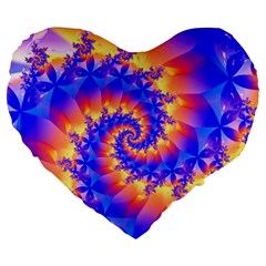 Colorful Psychedelic Spiral Fractal Large 19  Premium Flano Heart Shape Cushion from ArtsNow.com Front