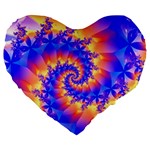 Colorful Psychedelic Spiral Fractal Large 19  Premium Flano Heart Shape Cushion