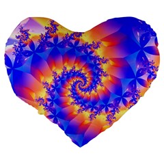 Colorful Psychedelic Spiral Fractal Large 19  Premium Flano Heart Shape Cushion from ArtsNow.com Back