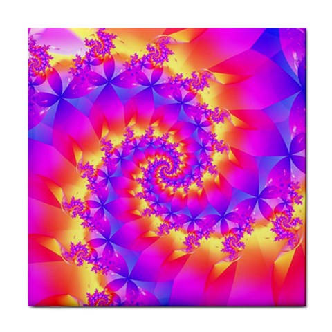 Colorful Psychedelic Spiral Fractal Tile Coaster from ArtsNow.com Front