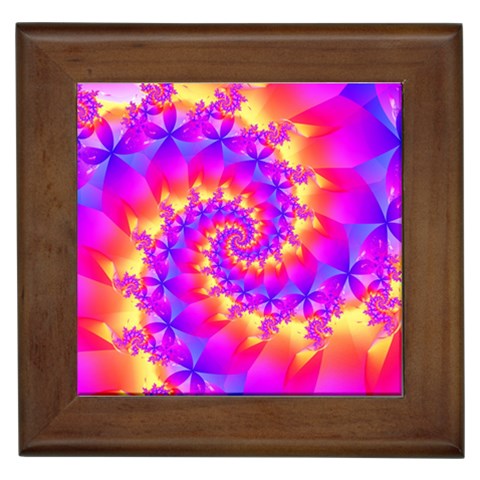 Colorful Psychedelic Spiral Fractal Framed Tile from ArtsNow.com Front