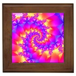 Colorful Psychedelic Spiral Fractal Framed Tile