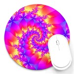 Colorful Psychedelic Spiral Fractal Round Mousepad