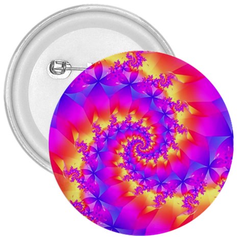 Colorful Psychedelic Spiral Fractal 3  Button from ArtsNow.com Front