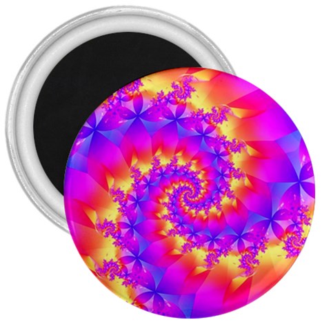 Colorful Psychedelic Spiral Fractal 3  Magnet from ArtsNow.com Front