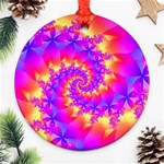 Colorful Psychedelic Spiral Fractal Ornament (Round)