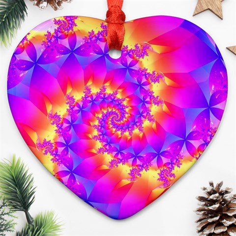 Colorful Psychedelic Spiral Fractal Ornament (Heart) from ArtsNow.com Front