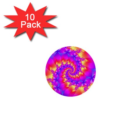 Colorful Psychedelic Spiral Fractal 1  Mini Button (10 pack)  from ArtsNow.com Front