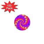 Colorful Psychedelic Spiral Fractal 1  Mini Button (100 pack) 