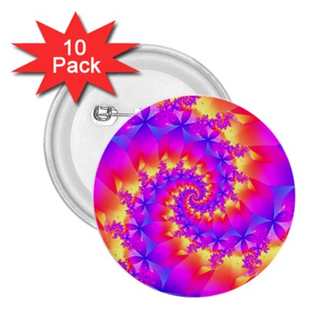 Colorful Psychedelic Spiral Fractal 2.25  Button (10 pack) from ArtsNow.com Front