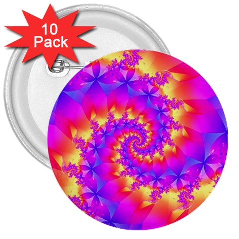 Colorful Psychedelic Spiral Fractal 3  Button (10 pack) from ArtsNow.com Front