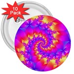 Colorful Psychedelic Spiral Fractal 3  Button (10 pack)