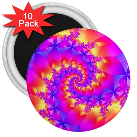 Colorful Psychedelic Spiral Fractal 3  Magnet (10 pack) from ArtsNow.com Front