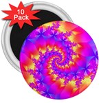 Colorful Psychedelic Spiral Fractal 3  Magnet (10 pack)