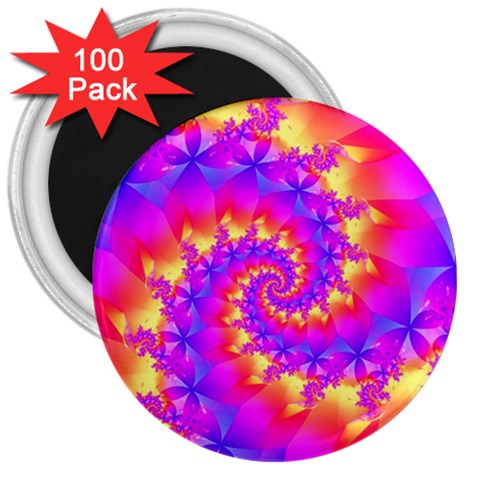 Colorful Psychedelic Spiral Fractal 3  Magnet (100 pack) from ArtsNow.com Front