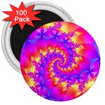 Colorful Psychedelic Spiral Fractal 3  Magnet (100 pack)