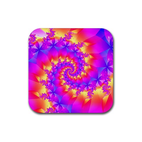 Colorful Psychedelic Spiral Fractal Rubber Coaster (Square) from ArtsNow.com Front