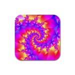 Colorful Psychedelic Spiral Fractal Rubber Square Coaster (4 pack)