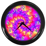 Colorful Psychedelic Spiral Fractal Wall Clock (Black)