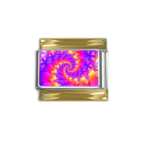 Colorful Psychedelic Spiral Fractal Gold Trim Italian Charm (9mm) from ArtsNow.com Front