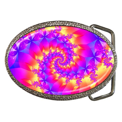 Colorful Psychedelic Spiral Fractal Belt Buckle from ArtsNow.com Front