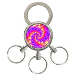 Colorful Psychedelic Spiral Fractal 3-Ring Key Chain