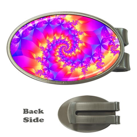 Colorful Psychedelic Spiral Fractal Money Clip (Oval) from ArtsNow.com Front