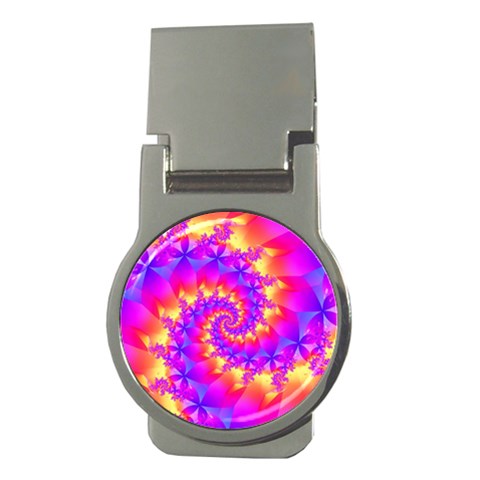 Colorful Psychedelic Spiral Fractal Money Clip (Round) from ArtsNow.com Front