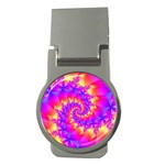 Colorful Psychedelic Spiral Fractal Money Clip (Round)