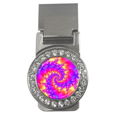 Colorful Psychedelic Spiral Fractal Money Clip (CZ) from ArtsNow.com Front