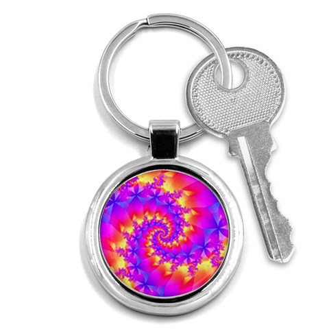 Colorful Psychedelic Spiral Fractal Key Chain (Round) from ArtsNow.com Front