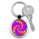 Colorful Psychedelic Spiral Fractal Key Chain (Round)