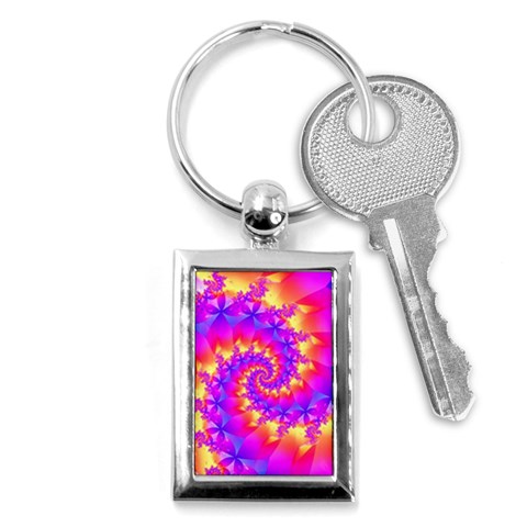 Colorful Psychedelic Spiral Fractal Key Chain (Rectangle) from ArtsNow.com Front