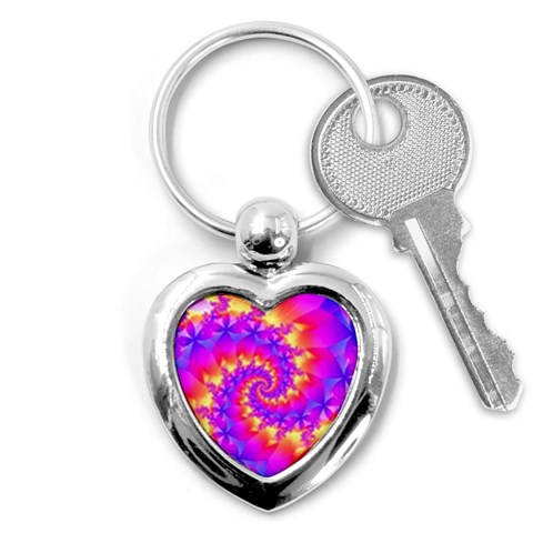 Colorful Psychedelic Spiral Fractal Key Chain (Heart) from ArtsNow.com Front