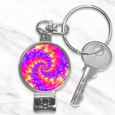 Colorful Psychedelic Spiral Fractal Nail Clippers Key Chain from ArtsNow.com Front