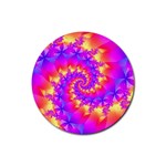 Colorful Psychedelic Spiral Fractal Rubber Coaster (Round)