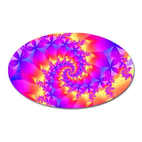 Colorful Psychedelic Spiral Fractal Magnet (Oval) from ArtsNow.com Front