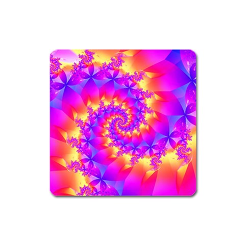 Colorful Psychedelic Spiral Fractal Magnet (Square) from ArtsNow.com Front