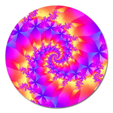 Colorful Psychedelic Spiral Fractal Magnet 5  (Round) from ArtsNow.com Front