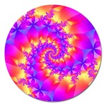 Colorful Psychedelic Spiral Fractal Magnet 5  (Round)