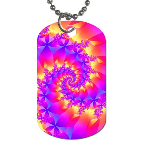 Colorful Psychedelic Spiral Fractal Dog Tag (One Side) from ArtsNow.com Front