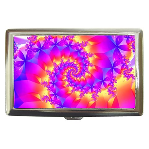 Colorful Psychedelic Spiral Fractal Cigarette Money Case from ArtsNow.com Front