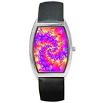 Colorful Psychedelic Spiral Fractal Barrel Style Metal Watch