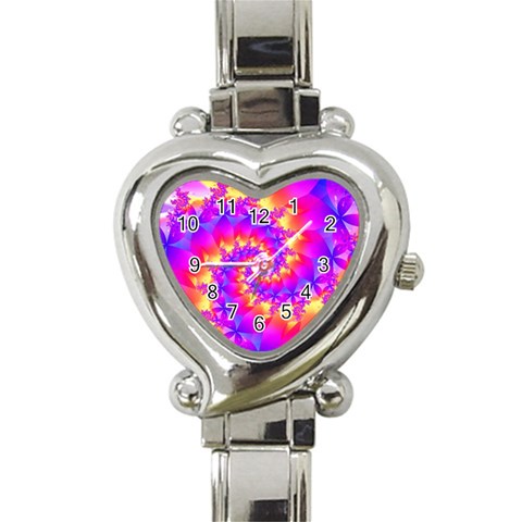 Colorful Psychedelic Spiral Fractal Heart Italian Charm Watch from ArtsNow.com Front