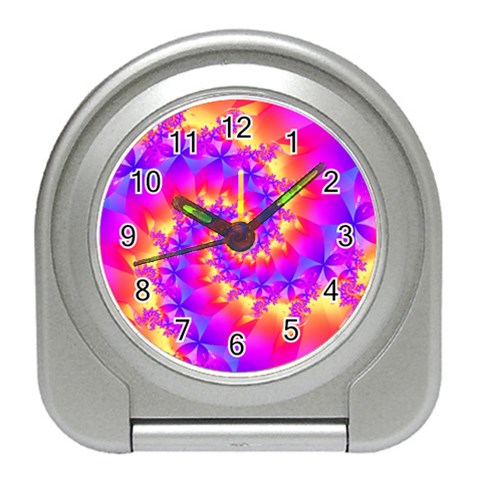 Colorful Psychedelic Spiral Fractal Travel Alarm Clock from ArtsNow.com Front