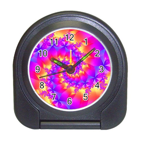 Colorful Psychedelic Spiral Fractal Travel Alarm Clock from ArtsNow.com Front