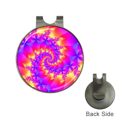 Colorful Psychedelic Spiral Fractal Golf Ball Marker Hat Clip from ArtsNow.com Front